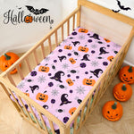 Halloween Baby Crib Sheets for Boys Girls 52 x 28 Inches Pumpkin Fitted Crib Sheet for Standard Crib and Toddler Mattress,Baby Sheet Newborn Bedding Nursery Mattress Cover,Purple