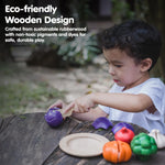 PlanToys 5 Wooden, Colorful Vegetable (Veggie) Food Playset (3431) | Sustainably Made from Rubberwood and Non-Toxic Paints and Dyes.