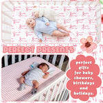 Peryiter 2 Pack Crib Sheets for Girls Boys Coquette Bed Sheet Set Fitted 52'' x 28" for Standard Crib Mattress Stretchable Soft Toddler Aesthetic Nursery Decor(Bow,Pink)
