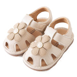 Jastore Infant Baby Girls Boys Squeaky Sandals Summer Bowknot Newborn Crib Shoes First Walkers Prewalkers Shoes (Flower Beige, US Footwear Size System, Infant, Age Range, Medium, 12 Months, 18 Months)