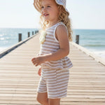 SODLON Baby Girl Clothes 12 18 Months Infant Girl Clothes Ruffle Sleeveless 3D Daisy Tank Top Khaki Striped Shorts Sets with Hat Cute Casual Vacation Summer Outfits Clothing