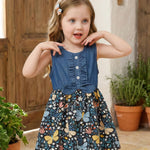 Toddler Girl Clothes 2t 3t Cute Girl Clothes Blue Flowy Summer Butterfly Birthday Dress Sleeveless Ruffle Denim Bow Dress Spring Party Jean Dresses