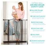 Regalo Safety 36" Extra Tall Home Accent Arch Baby Gate with Door, Pressure Mount for Doorways & Bottom of Stairs, Babies, Toddlers & Pets, Tested & Trusted, American Designed, Family Owned