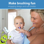 Dr. Brown's ToothScrubber Toddler Toothbrush Set, Monster with Strawberry Flavor Toothpaste