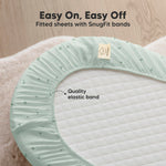 2-Pack Organic Bassinet Sheets for Girls, Boys - 100% Cotton Bassinet Mattress Sheets Compatible with Halo Bassinest Swivel Sleeper, Graco, Baby Delight, Chicco,Unisex Fitted Bassinet Sheets(Bunnies)