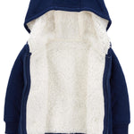 Simple Joys by Carter's unisex-baby Hooded Sweater Jacket with Sherpa Lining, Navy, 3-6 Months