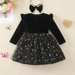 Kucnuzki Baby Girl Clothes 6 9 12 Months Girl Winter Clothes Birthday Tutu Dress Long Sleeve Black Sequin Formal Holiday Party Fairy Dress Baby Outfit