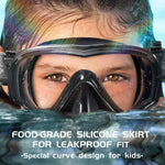 Kids Swim Goggles Snorkel Mask Diving Scuba Mask Snorkeling Goggles for Kids Boys Girls Youth, Anti-Fog 180° Clear View Kids Pool Underwater Swimming Goggles with Nose Cover, Snorkel Swim Equipment