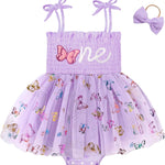 HONGTEYA Baby Girl 1st Birthday Outfit Girl First Birthday Clothes One Year Old Gifts Lace Romper Tulle Summer Newborn Dress