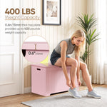 SUPER DEAL Storage Chest, 30 inches Chest Box Organizer with 2 Safety Hinges, Wooden Entryway Storage Bench, Pink