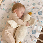 Nyessmee Baby Crib Sheets for Boys and Girls, Fitted Crib Sheets 52" x 28", Soft Breathable Microfiber Sheets for Standard Crib and Toddler Mattress, 2-Pack Blue Rocket