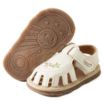 Jastore Infant Baby Girls Boys Squeaky Sandals Summer Flower Sandals Newborn Crib Shoes First Walkers Prewalkers Shoes（Beige,12-18 Months