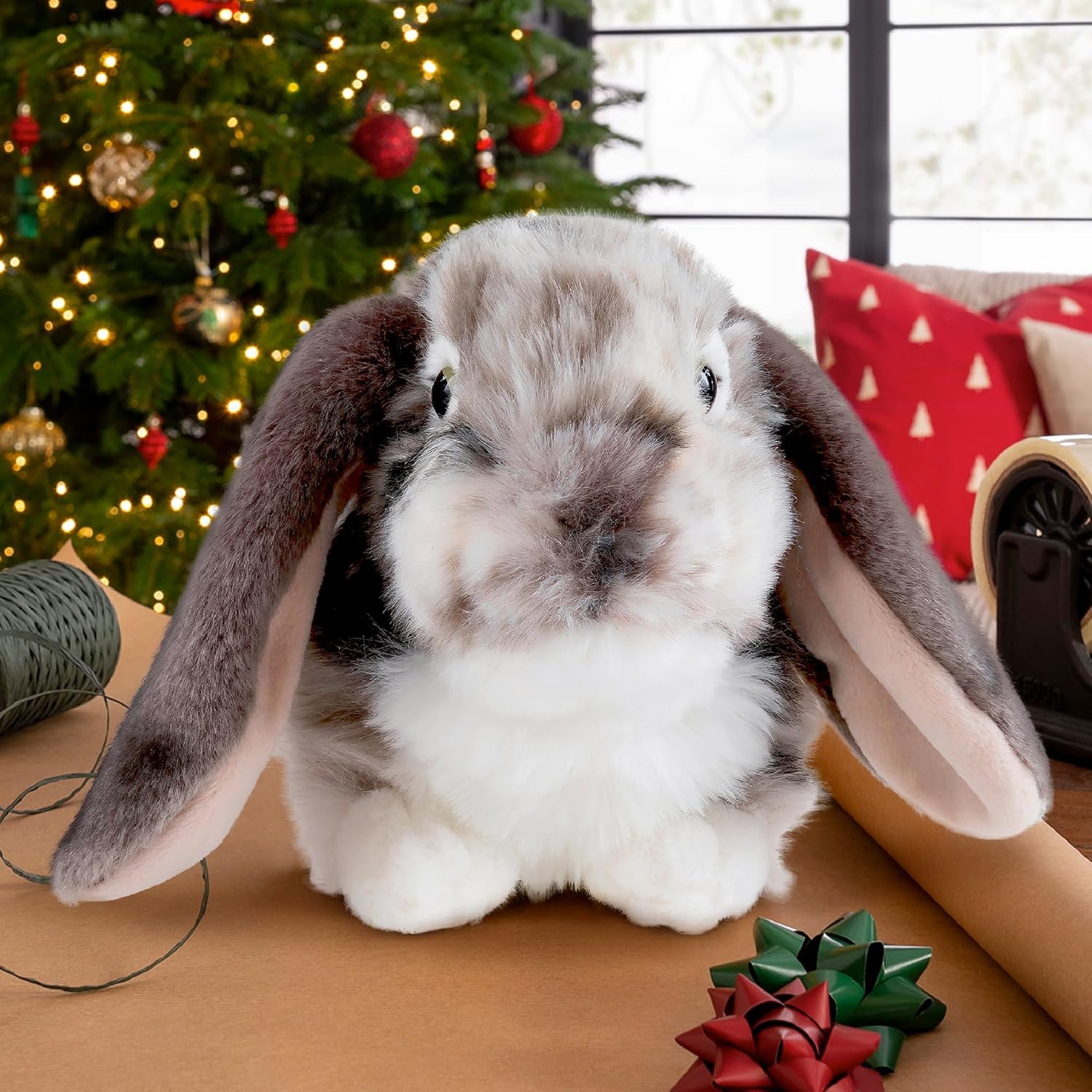 Living Nature Grey Dutch Lop Eared Rabbit Stuffed Animal | Fluffy Rabbit Animal | Soft Toy for Kids | 10 inches