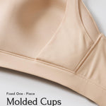 MOMANDA Seamless Nursing Bras for Breastfeeding Supportive Padded Wireless Maternity Bras with One-Piece Molded Cups Beige X-Small