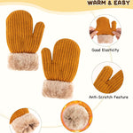 Baby Beanie Mittens Scarf Set,Toddler Infant Kids Winter Hat with Bear Ear Thermal Gloves Neck Warmer Set for Girls Boys Camel