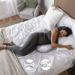 Boppy Side Sleeper Pregnancy Pillow with Removable Jersey Pillow Cover, Gray Falling Leaves, Compact Stay-Put Design with Signature Stretch Panel, Prenatal and Postnatal Positioning