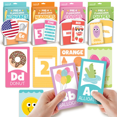 Hadley Designs Alphabet Flash Cards for Toddlers 1-3 - Preschool Learning Activities, Number Color Shapes & ABC Flash Cards for Toddlers 1-3, Daycare Essentials, Homeschool Supplies, Kids Easter Gifts