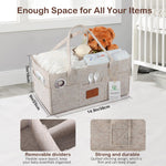 Tuyeabc Baby Diaper Caddy - Enlarge Nursery Storage Bin and Car Organizer for Diapers and Wipes - Storage Basket for Newborn Essentials, Gift for Baby Shower and Registry Must(Oatmeal)