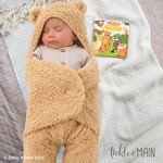 Tickle & Main Bear Swaddle Blanket Set with Newborn Essentials - 16-Page Illustrated Storybook - Cute Plush Cotton Tree Rattle Toy - 3-Piece Baby Registry Search Present for 0-12 Months Baby