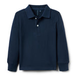 Janie and Jack The Long Sleeve Pique Polo, Navy Blue, 6-12