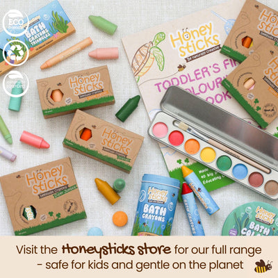 Honeysticks Flower Shaped Beeswax Crayons (12 Pack) - Non Toxic Crayons Made with Pure Beeswax, Chunky Petal Shaped, Easy To Hold And Use, Safe For Ages 1+, Gift for Toddler, Girls 3-6