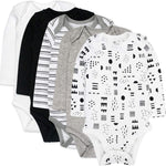 HonestBaby baby-boys 5-pack Long Sleeve Bodysuits One-piece 100% Organic Cotton for Infant Baby Boys