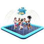97'' Splash Pad for Dogs, Non-Slip Sprinkler for Kids, Square Splash Pad for Kids Ages 4-8, Splash Pads for Toddlers 1-3, Dog Sprinkler Shallow Pool, Outdoor Water Toys for Backyard, Teal