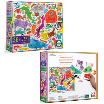 eeBoo 36 Piece Giant Floor Puzzle - Animal Voices Children's Puzzle Animal Sounds Themed, Large Pieces for Small Hands to Develop Motor Skills