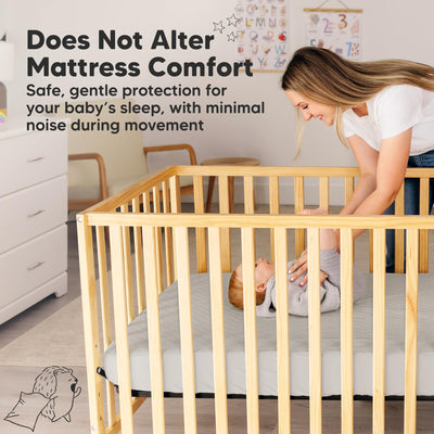 2-Pack Waterproof Crib Mattress Protector Cover Fitted - Quiet Baby Crib Mattress Pad Sheets, 52" x 28" Soft Quilted Cotton Baby Sheet, Machine Washable, Easy Fit, Durablee (Sage/Mavy)