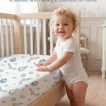 Nyessmee Baby Crib Sheets for Boys and Girls, Fitted Crib Sheets 52" x 28", Soft Breathable Microfiber Sheets for Standard Crib and Toddler Mattress, 2-Pack Blue Rocket