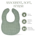 Comfy Cubs Muslin Bibs for Babies, (Pack of 8) - Soft and Highly Absorbent, Feeding, Drool and Teething Bib, Adjustable Snaps - Stylish & Colorful Unisex Designs, Giftable Set - (Fern)