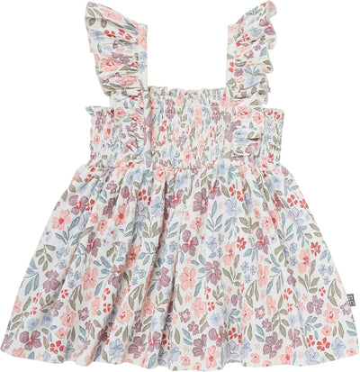 Modern Moments by Gerber Baby Girls' 2-Piece Ruffle Sleeve Dress W/Smocking & Diaper Cover Set