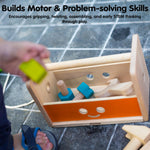 PlanToys Wooden Transforming Robot Tool Box with Wrench, Nuts & Bolts, Wooden Planks, and Shapes| Sustainably Made from Rubberwood and Non-Toxic Paints and Dyes