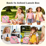 Aimsnk Reusable Insulated Lunch Bag for Kids Teens & Adults with Adjustable Shoulder Strap - Large Durable Lunch Bag Tote for School Travel Picnic Work - Leakproof Design Lunch Carrier (Pink-YUMMY)
