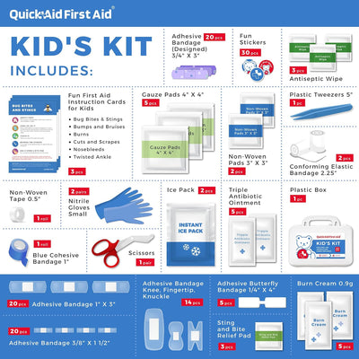 Kids First Aid Kit for Home/Business, Mini Travel First Aid Kit | HSA/FSA Eligible Emergency Kit | Small First Aid Kit for Car | Camping First Aid Kit Hiking | Survival Medical Kit – 145 Pcs