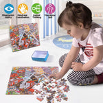 LELEMON Puzzles for Kids Ages 4-8,Fire Fighting 100 Piece Puzzles for Kids,Educational Kids Puzzles Jigsaw Puzzles in a Metal Box,Children 100 Piece Puzzle Games Puzzle Toys for Girls and Boys