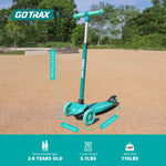 Gotrax KS1 Kids Kick Scooter, LED Lighted Wheels and 3 Adjustable Height Handlebars, Lean-to-Steer & Widen Anti-Slip Deck, 3 Wheel Scooter for Boys & Girls Ages 2-8 and up to 110 Lbs (Green)