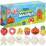 JOYIN 12 pcs Wooden Magnets, Painting Craft for Boys and Girls, Spring and Rainy Day Activities Kit, Craft Toys Gifts for Kids Birthday Easter
