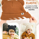FURTALK Baby Beanie Winter Hat with Bear Ear for Infant Toddler Boys Girls Soft Knitted Skull Cap