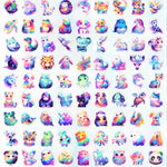 100 Pcs Cute Rainbow Animal Stickers Pack for Kids Girls Teens, Kawaii Waterproof Vinyl Decals,Cartoon Starry Animal Sticker for Water Bottle,Laptop,Luggage,Skateboard,Teaching Rewards,Party Favors