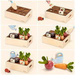 KizKnows Wooden Vegetable Garden Toy for Toddlers 3+, Pretend Harvest & Sorting Play Set with Planter Box, Fine Motor Learning Toy for 3 4 5 Year Old Boys Girls