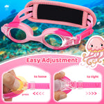 Vvinca Kids Swim Goggles with Fabric Strap No Tangle Pain-Free, Anti-Fog Swimming Pool Goggle No Leak for Toddlers Girls Boys