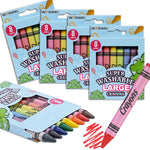 WOSWEL Super Washable Jumbo Crayons Bulk, 4 Pack Crayons with 8 Bright Colors, Non-Toxic Easy-Grip for Toddlers 1-3 & Kids Ages 4-8, Safe Art Supplies for Coloring Books & School Projects