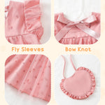 Kucnuzki Toddler Girl Dress 2t 3t Girl Clothes Cute Ruffle Tutu Princess Pink Polka Dot Swing Beach Dress for Toddler Summer Two Piece Outfit Casual Sundress