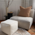 ZICOTO Beautiful Boucle Pouf Ottoman and Foot Rest - Elevate Your Living Room Decor with Lightweight Comfort and Charm - A Round Modern Foam Filled Foot Stool Perfect to Rest Your Feet