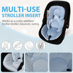 Infant Carseat Insert, 2-in-1 Reversible Baby Car Seat Cushion for Newborn Toddler Head & Body Support Car Seat Pad for Carseats, Strollers, Swings, Bouncers