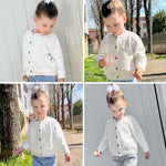 Curipeer Toddler Baby Knit Cardigan Sweater Soft Heart Pompoms Outwear Coat 3T