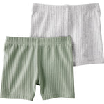 Little Planet by Carter's Baby 2-Pack Shorts Made with Organic Cotton, Green, Heather Grey, 6M