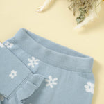 Yccutest Infant Girl Sweater Set 2 Piece Fall Winter Outfit Baby Girl Floral Knit Cardigan Top Flared Pants Toddler Clothes