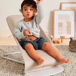 BabyBjörn Bouncer Balance Soft, Beige/Gray, Woven/Jersey | 2-in-1 Adjustable Baby Bouncer Seat and Toddler Chair, Newborn to Toddler (8-29 lbs), 4 Positions, Lightweight & Portable